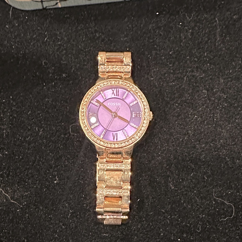 Fossil Women's Gold Watch with Purple Dial